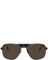 Cartier Black Santos De Aviator Sunglasses