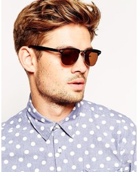 Asos Brand Contrast Retro Sunglasses With Tortoiseshell Frame And Black Temples