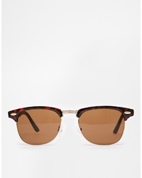 Asos Brand Contrast Retro Sunglasses With Tortoiseshell Frame And Black Temples