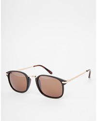 Asos Brand Square Sunglasses With Metal Nose Bridge