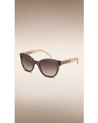 Burberry Check Detail Oval Frame Sunglasses
