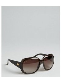 Gucci Dark Brown Acrylic And Gg Leather Square Sunglasses
