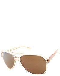 Dolce & Gabbana Dg4224 282473 Transparent Peach Plastic Aviator Sunglasses Grey Lens
