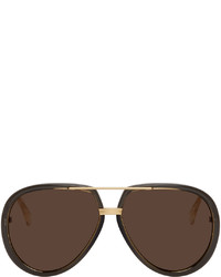 Gucci Grey Gold Aviator Sunglasses