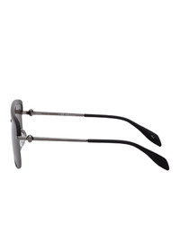 Alexander McQueen Gunmetal Skull Square Sunglasses