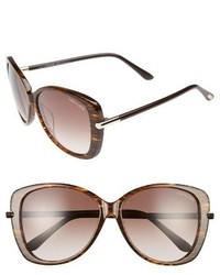 Tom Ford Linda 59mm Special Fit Butterfly Sunglasses Brown Wattle Gradient Brown