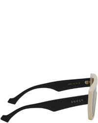 Gucci Off White Black Rectangular Sunglasses