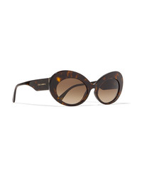Dolce & Gabbana Oval Frame Tortoiseshell Acetate Sunglasses