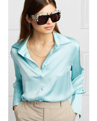 Gucci Oversized Square Frame Med Tortoiseshell Acetate Sunglasses