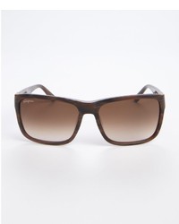 Salvatore Ferragamo Dark Brown Horn Acrylic Rectangle Sunglasses