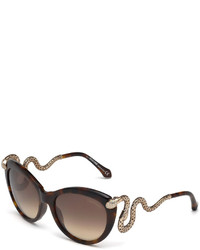 Roberto Cavalli Snake Temple Butterfly Sunglasses Dark Brown