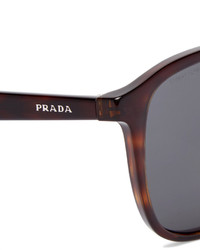 Prada Square Frame Tortoiseshell Acetate And Silver Tone Sunglasses