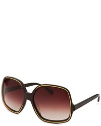 Oliver Peoples Talya Square Dark Brown And Gold Tone Sunglasses