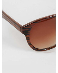 Topman Brown Striped Aviator Sunglasses