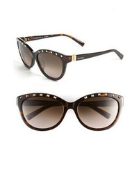 Valentino 57mm Studded Cat Eye Sunglasses Dark Havana Brown Gradient One Size