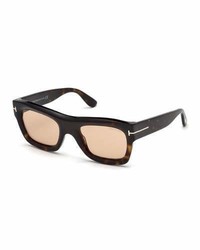 Tom Ford Wagner Thick Square Sunglasses Dark Brown Havana