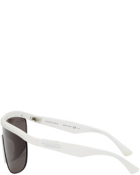 Bottega Veneta White Matte Shield Sunglasses