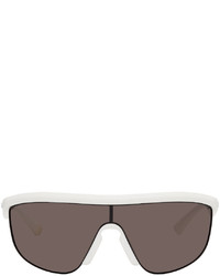 Bottega Veneta White Matte Shield Sunglasses