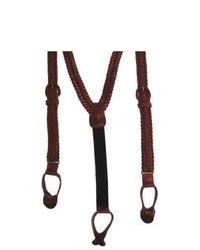 Geoffrey Beene V Braided Leather Suspenders By Brown One Size