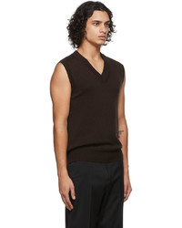 Drake's Brown Merino Wool Knitted Vest