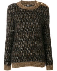 Dark Brown Textured Crew-neck Sweater