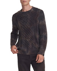 Dark Brown Tie-Dye Cable Sweater