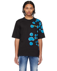 DSQUARED2 Black Blue Goth Tiedyed Skater T Shirt