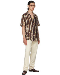 Nanushka Beige Brown Venci Short Sleeve Shirt