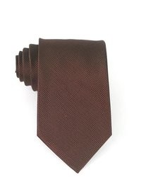 Bruno Piattelli Brown Solid Stripe Woven Silk Neck Tie