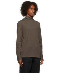 Isaia Brown Long Sleeve Turtleneck T Shirt