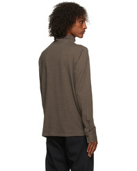 Isaia Brown Long Sleeve Turtleneck T Shirt
