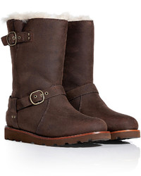 UGG Australia Leather Noira Boots In Brownstone