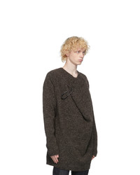 Raf Simons Brown And Grey Wool Pin Sweater