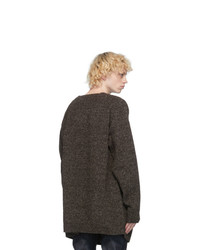 Raf Simons Brown And Grey Wool Pin Sweater