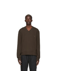 LHomme Rouge Brown Home V Neck Sweater