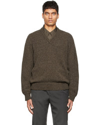 Lemaire Brown Wool Seamless V Neck Sweater
