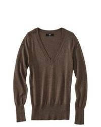 Mossimo Ultrasoft V Neck Sweater Brown Heather S