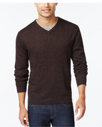 Weatherproof Vintage Solid V Neck Cashmere Blend Sweater