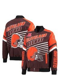 G-III SPORTS BY CARL BANKS Brownorange Cleveland Browns Extreme Strike Cotton Twill Full Snap Jacket At Nordstrom