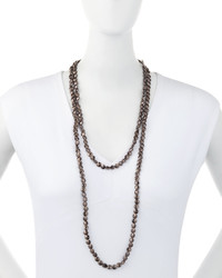 Brunello Cucinelli Hematite Beaded Long Necklace Velvet