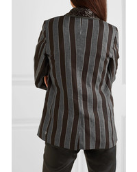 Brunello Cucinelli Sequined Striped Linen Blazer