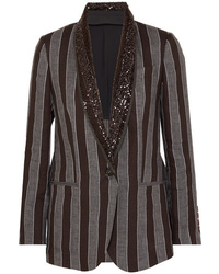 Brunello Cucinelli Sequined Striped Linen Blazer