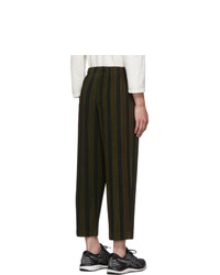 Homme Plissé Issey Miyake Brown And Black Stripe Rod Trousers