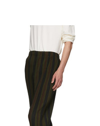 Homme Plissé Issey Miyake Brown And Black Stripe Rod Trousers