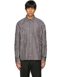 Dark Brown Vertical Striped Dress Shirt