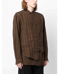 Ziggy Chen Waistcoat Layered Striped Shirt
