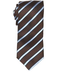 Ermenegildo Zegna Brown And Blue Silk Striped Tie