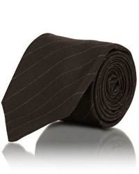 Kiton Chalk Stripe Wool Twill Necktie Brown