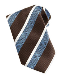 Ermenegildo Zegna Wide Crosshatch Striped Tie Brown