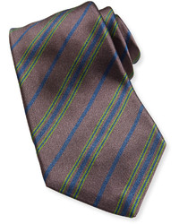 Kiton Multi Stripe Silk Tie Browngreen